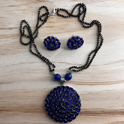 Fashion - Indigo Blue Oxidized Mangalsutra Necklace Set