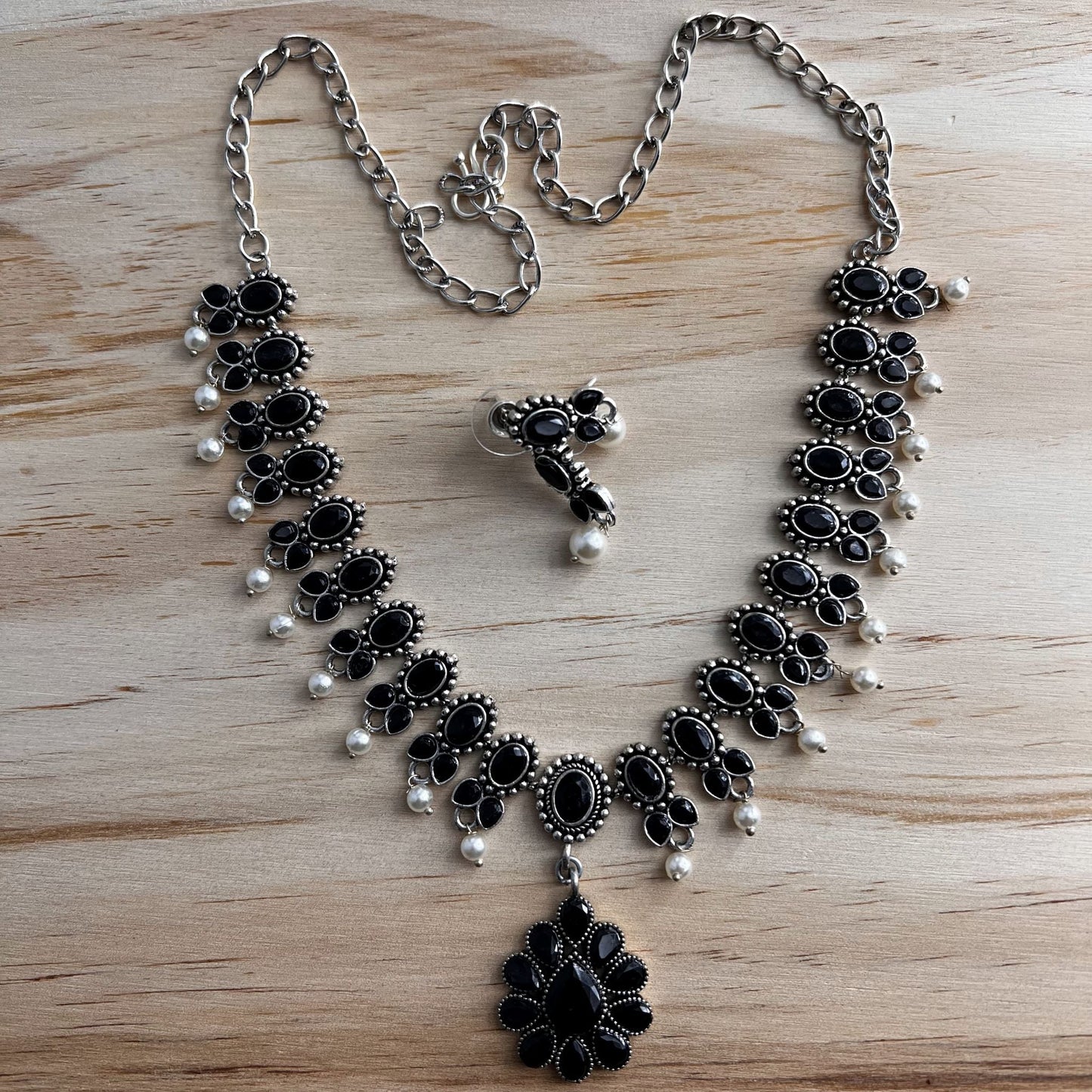 Fashion - Black Color Oxidized Necklace Set