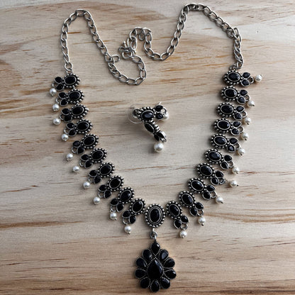 Fashion - Black Color Oxidized Necklace Set