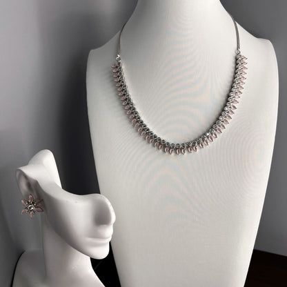 Fashion - Delicate Pink AD/CZ Stone Necklace Set