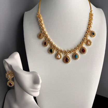 Fashion - Elegant Multi Color Motifs Antique Traditional Necklace Set