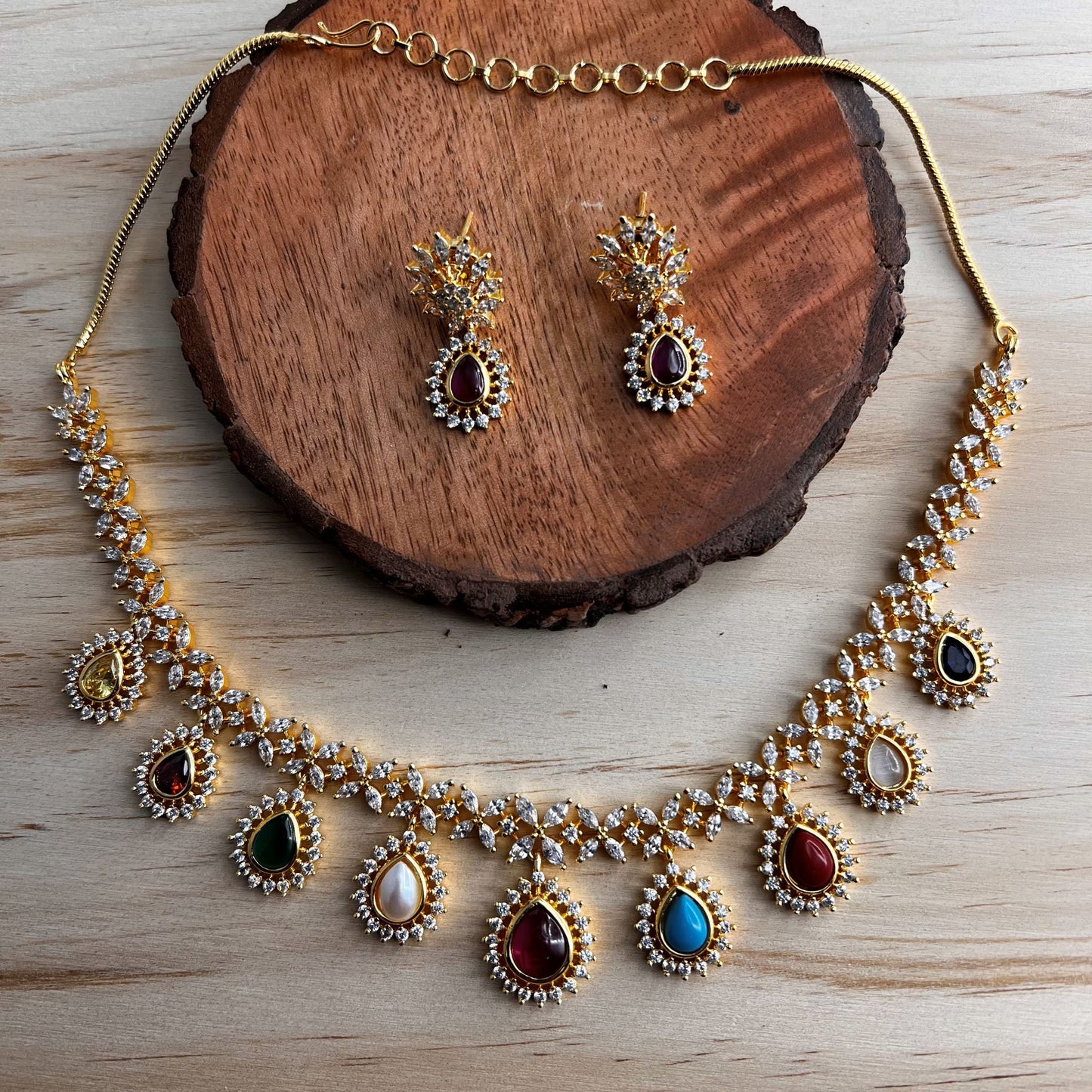 Fashion - Elegant Multi Color Motifs Antique Traditional Necklace Set