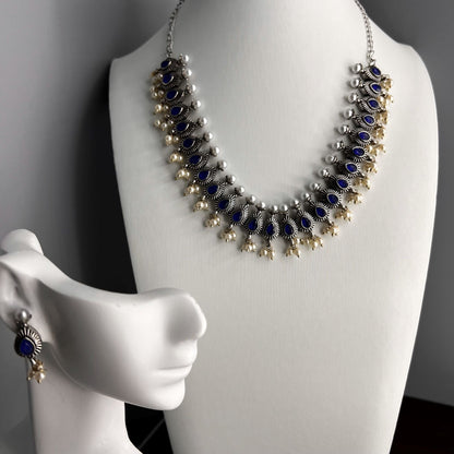 Fashion - Classic Blue Oxidized Necklace Set