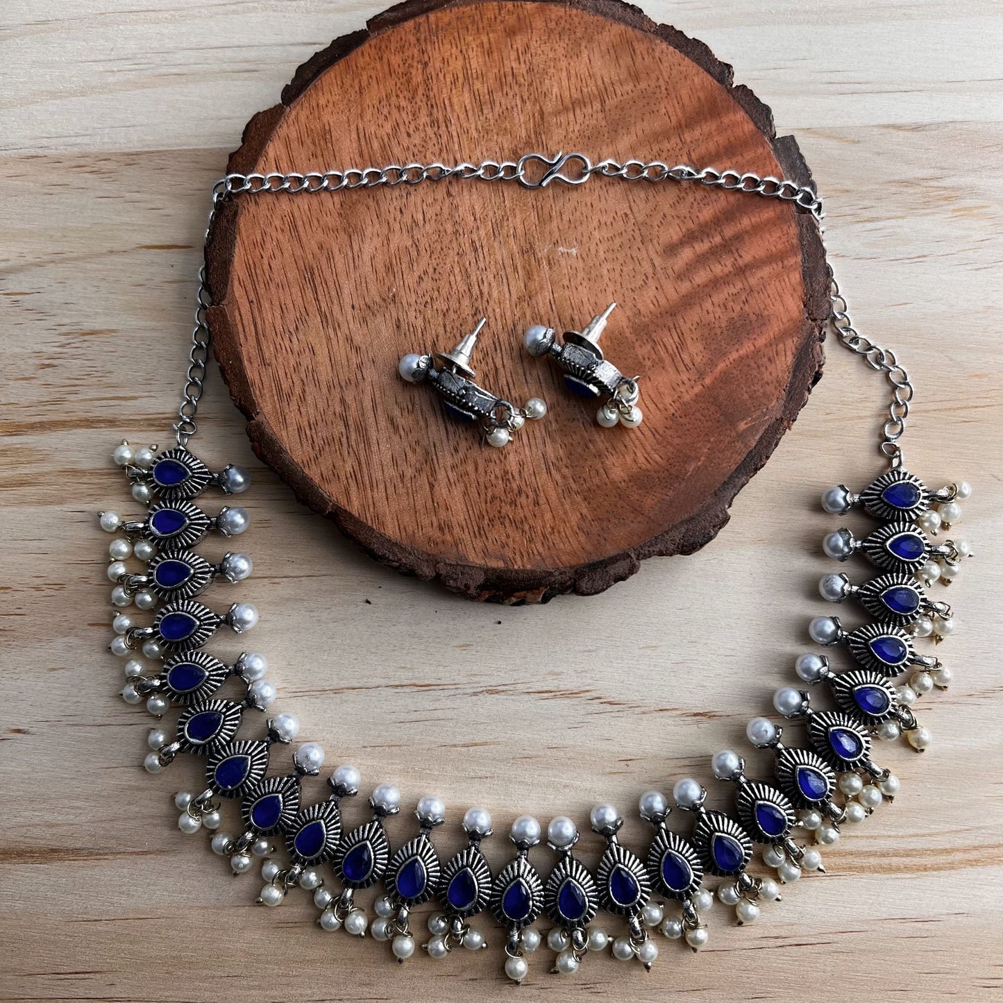 Fashion - Classic Blue Oxidized Necklace Set