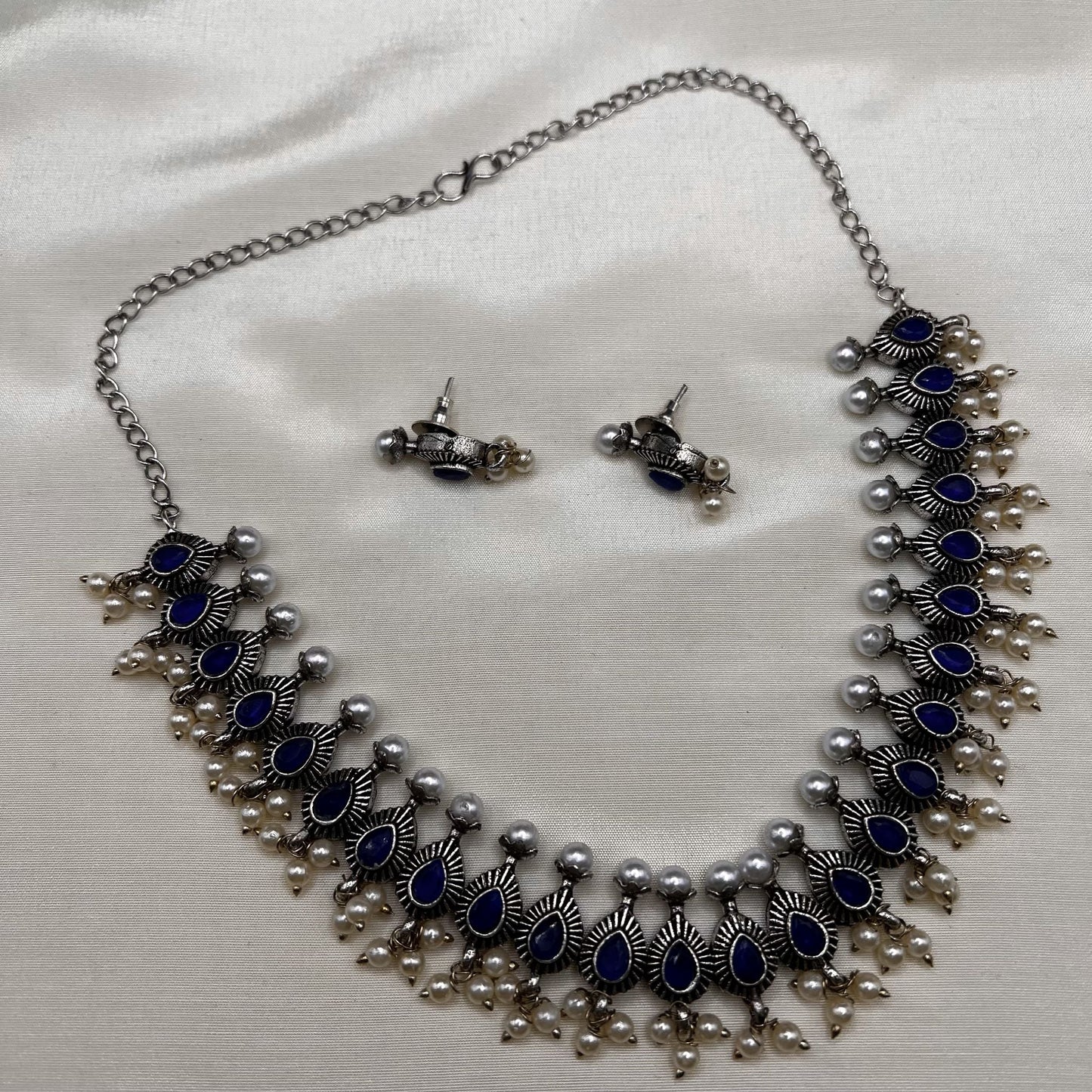 Fashion - Classic Blue Oxidized Necklace Set