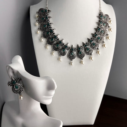 Fashion - Classic Green Oxidized Necklace Set