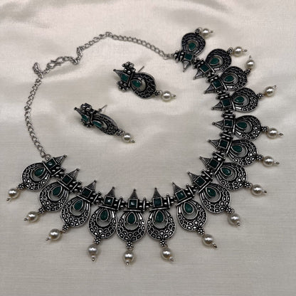 Fashion - Classic Green Oxidized Necklace Set