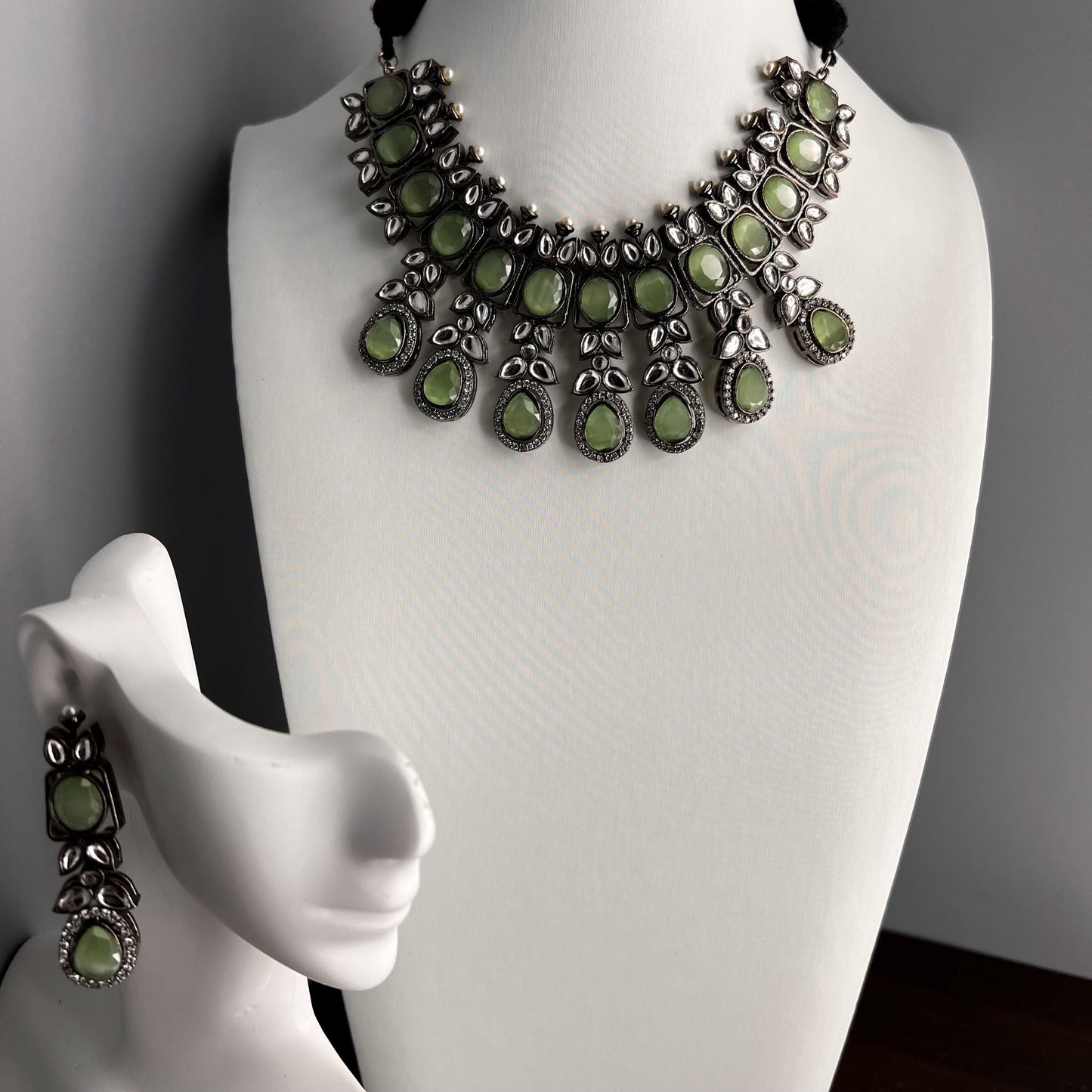 Fashion - Classy Light Green Oxidized Necklace Set