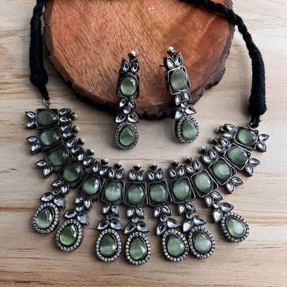 Fashion - Classy Light Green Oxidized Necklace Set