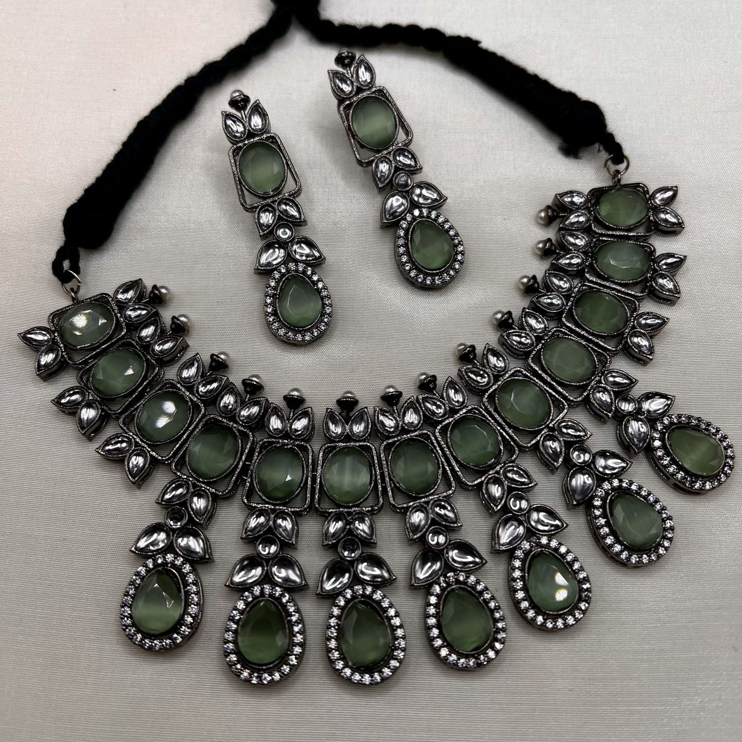 Fashion - Classy Light Green Oxidized Necklace Set