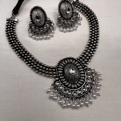 Fashion - Classic Style White Oxidized Necklace Set