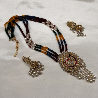 Fashion - Attractive Multi Color Antique Traditional, Bead Mix Necklace Set