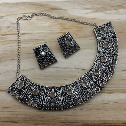 Fashion - Trendy Peach Color Oxidized Necklace Set