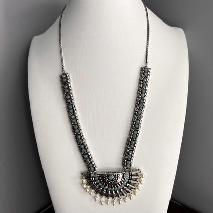 Fashion - Trendy Light Blue Oxidized Combo Jewelry Set