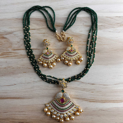 Fashion - Elegant Green Color Beads Antique Traditional, Bead Mix Necklace Set