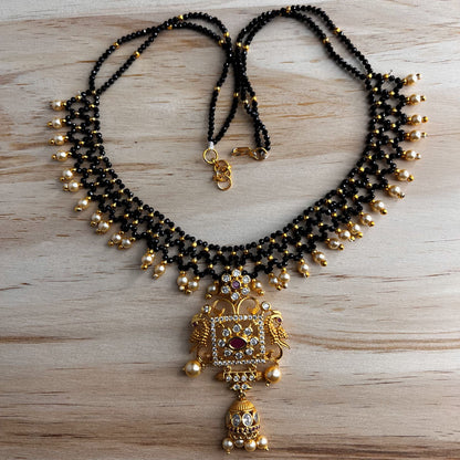 Fashion - Trendy Style Black, Ruby Pink Antique Traditional, Bead Mix Necklace