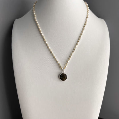 Fashion - Minimalist Style Pearl, Grey Oxidized, Bead Mix Necklace