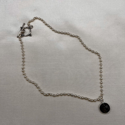 Fashion - Minimalist Style Pearl, Grey Oxidized, Bead Mix Necklace