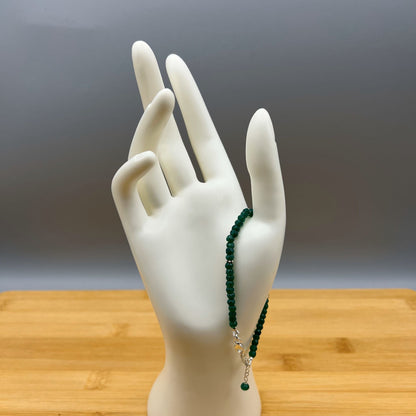 925 Silver Dainty Green Onyx Bead Bracelet