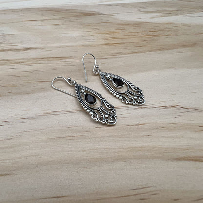 925 Silver Classic Brown Smoky Topaz Cut Stone Earrings