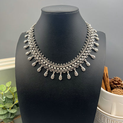 925 Silver Oxidized Gorgeous Designer Plain Silver Necklace Set